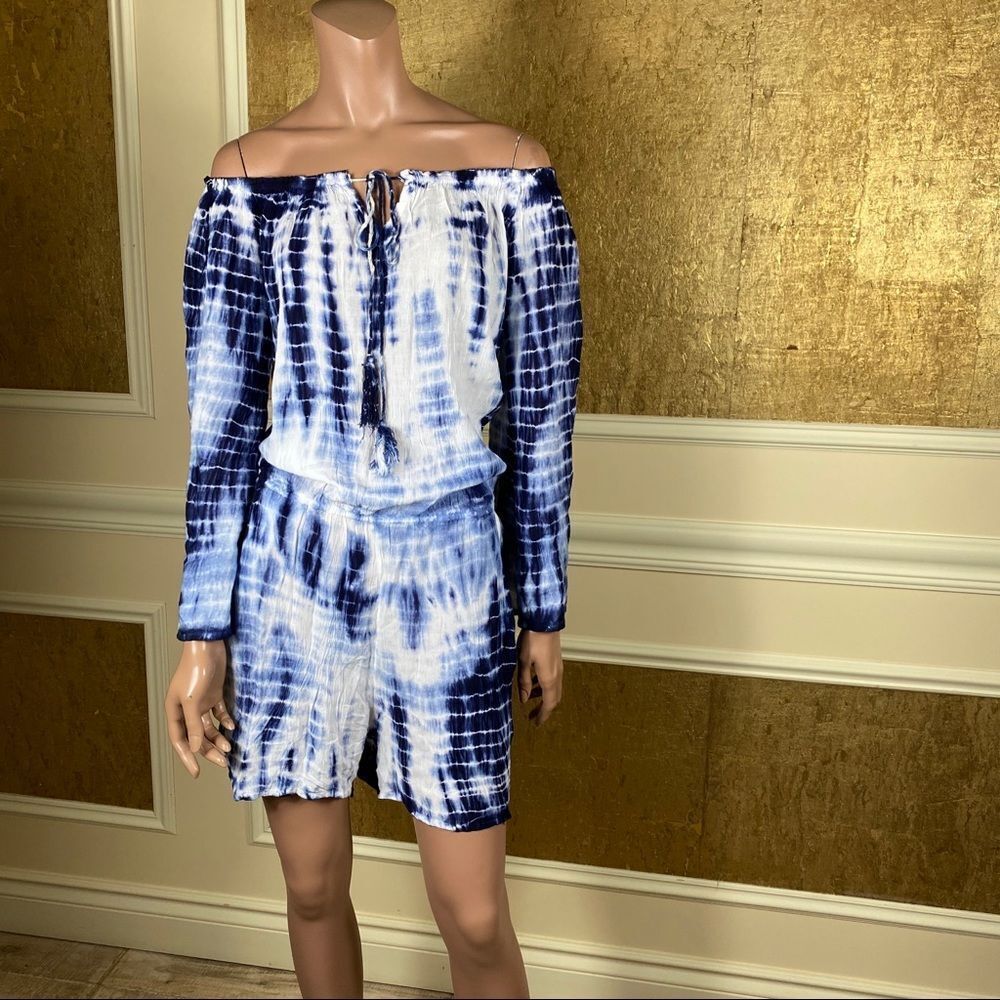 NWT! Riviera Sun  tie dye off shoulders romper M